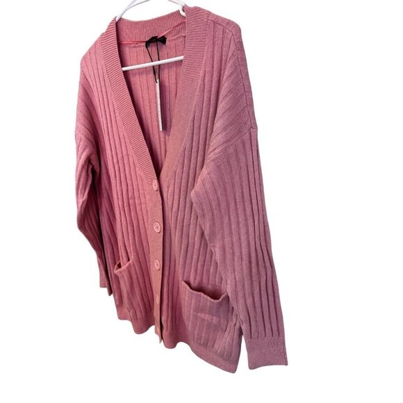 Santuary NWT Women Size S Pink Ribbed Button Long Sleeve Knit‎ Sweater Cardigan - Picture 6 of 12
